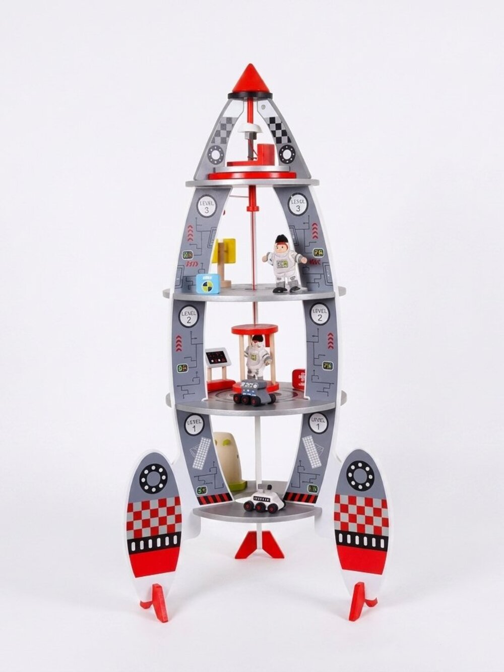 Large Wooden Rocket Ship Playset for Kids, Montessori Space Astronaut Toy - Picture 5 of 16